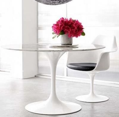 Mesa Saarinen Tulipa Jantar Redonda 150cm Carrara Venatino