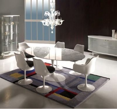 Mesa Saarinen Tulipa Jantar Oval (122X235x73cm) Carrara Venatino