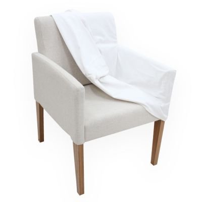 Poltrona Slimline em Linho com Capa de Sarja removível e almofada decorativa