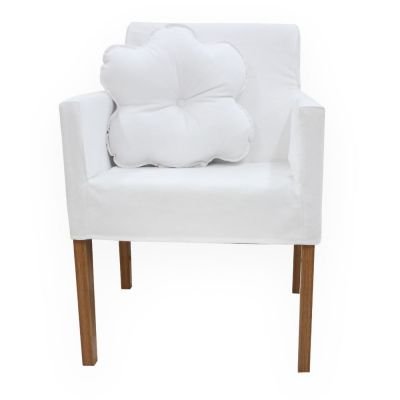 Poltrona Slimline em Linho com Capa de Sarja removível e almofada decorativa