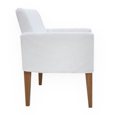 Poltrona Slimline em Linho com Capa de Sarja removível e almofada decorativa