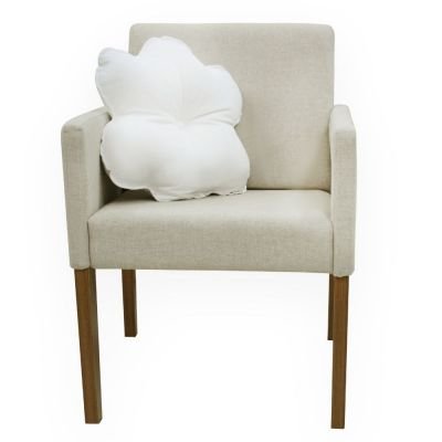 Poltrona Slimline em Linho com Capa de Sarja removível e almofada decorativa
