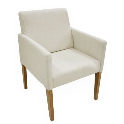 Poltrona Slimline em Linho com Capa de Sarja removível e almofada decorativa