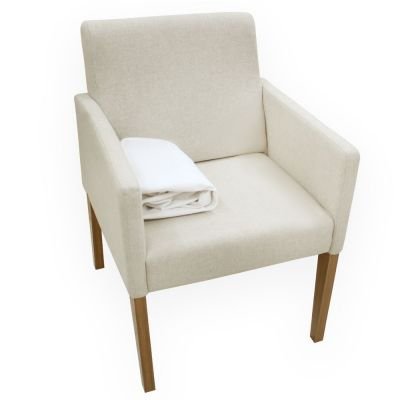 Poltrona Slimline em Linho com Capa de Sarja removível e almofada decorativa