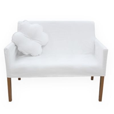 Poltrona 2 lugares Slimline em Linho com Capa de Sarja removível e almofada decorativa