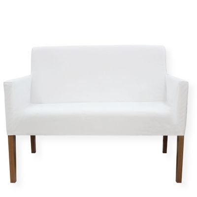 Poltrona 2 lugares Slimline em Linho com Capa de Sarja removível e almofada decorativa