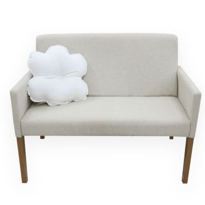 Poltrona 2 lugares Slimline em Linho com Capa de Sarja removível e almofada decorativa