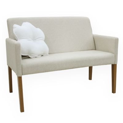 Poltrona 2 lugares Slimline em Linho com Capa de Sarja removível e almofada decorativa