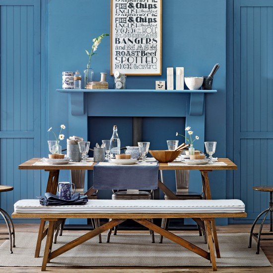 Sala de jantar em azul