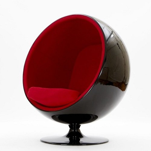 Interior estofado da Ball Chair