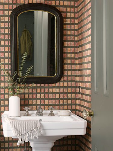 Papel de parede imitando azulejo