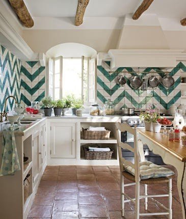 Cozinha com estampa chevron