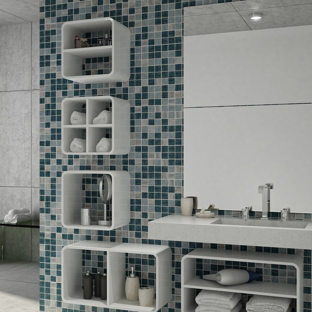 Nichos no banheiro com toque clean