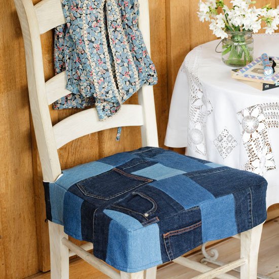 Móveis com revestimento de denim