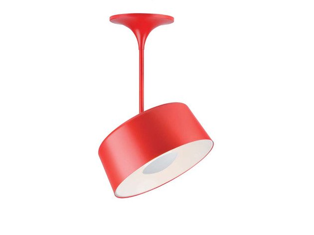 Pendente articulado vermelho que foca a luz