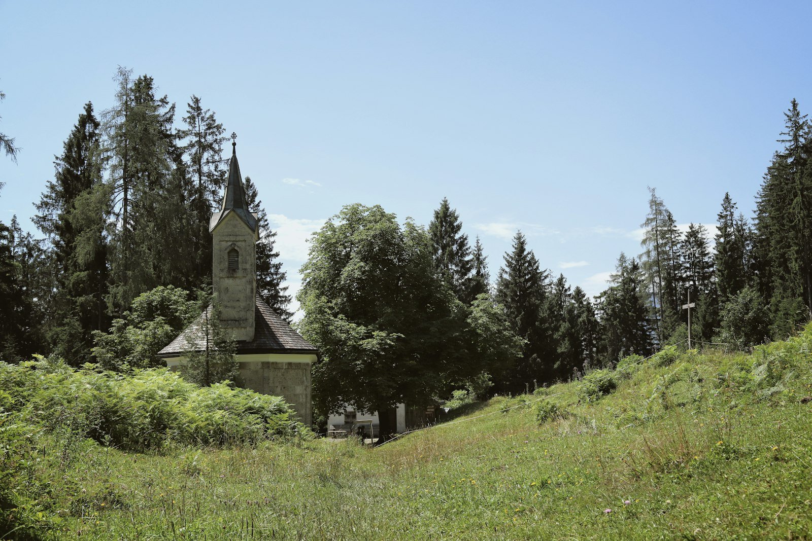 Igreja antiga no meio de uma floresta