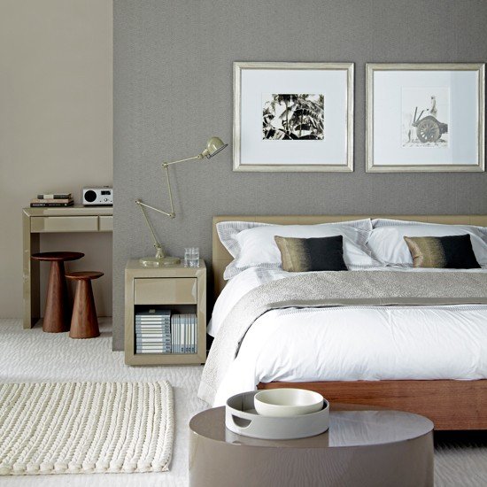 Quarto cinza com texturas