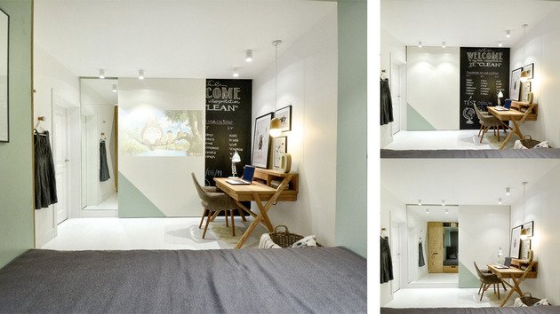 Quarto pequeno otimizado com gráficos triangulares