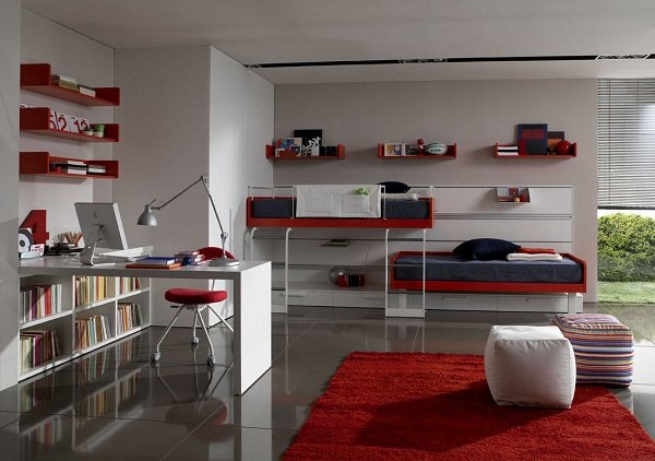 Quarto teen com canto de estudo