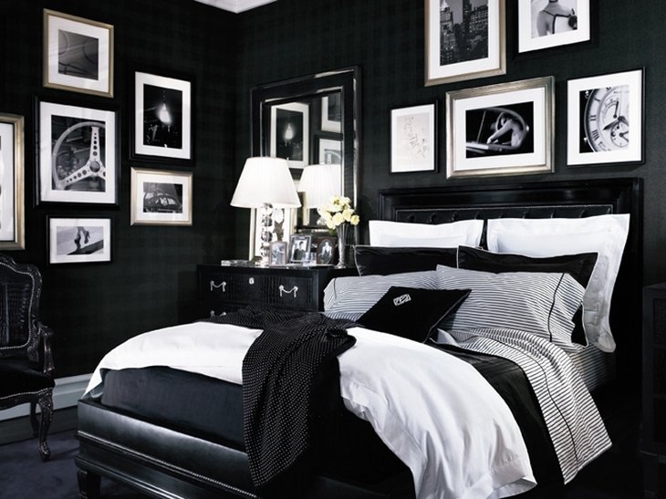 Quarto luxuoso decorado em preto
